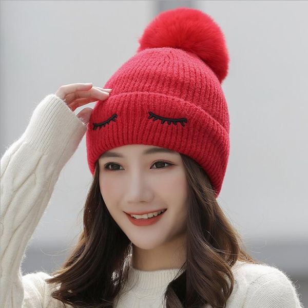 

girl student winter plus velvet warm hats caps gszm015 fashion japanese small fresh woolen flanging knitted hat, Blue;gray