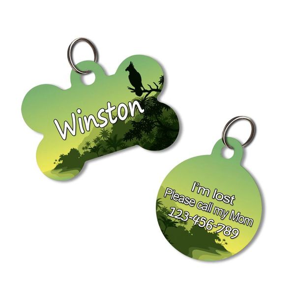 

dog tag,id card personalized cat id tags custom puppy pet name collar tag pendant accessories rainforest theme dt10