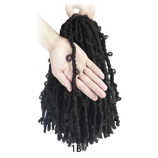 Kelebek Locs Saç 18 inç Uzun Sentetik Tığ Eklenteleri İki Uzunluk Farklı Ön Döngü Ombre Hata Spoted Knot Tığ işi Kanca 2021 Fashions Stil Dreadlocks