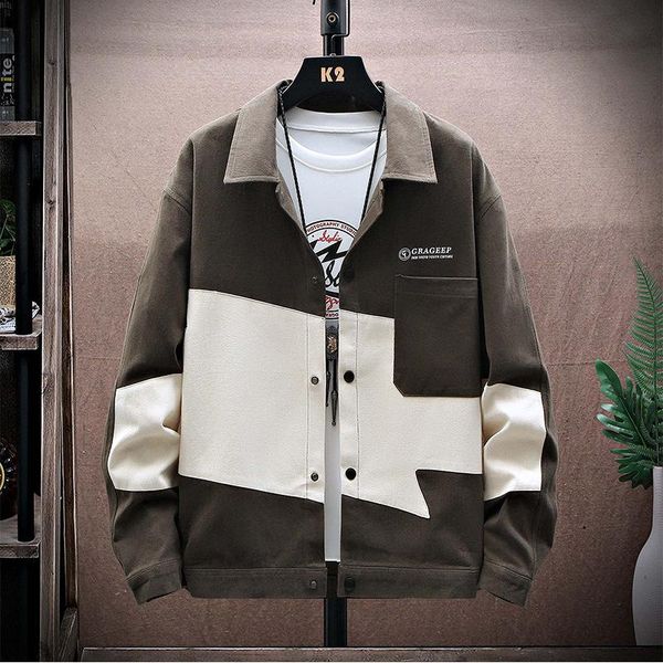 

men's jackets mens fashion oversized tooling cotton jacket spring/autumn style fat loose lapel trend plus korean all-match blouse, Black;brown