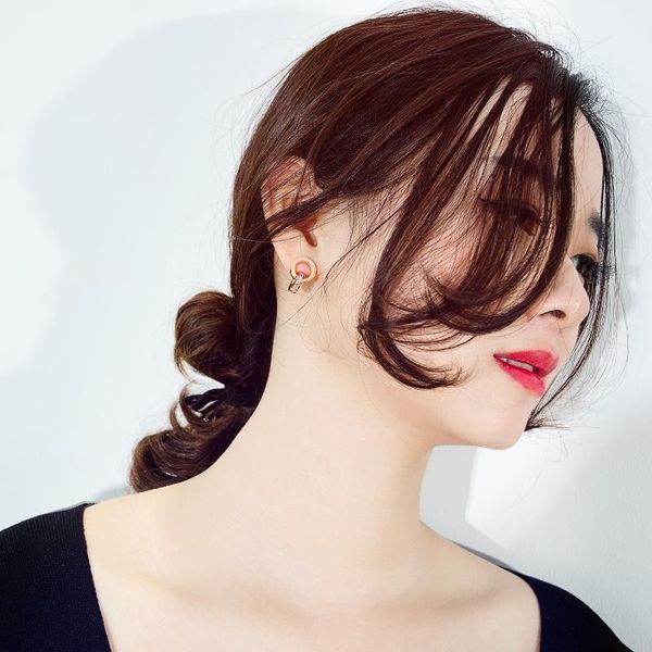 

pendant necklaces versatile roman digital micro diamond plated rose gold titanium steel earrings korean personalized, Silver