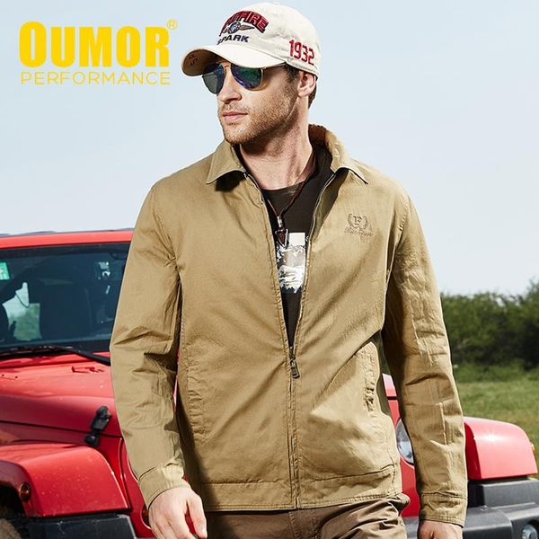 

men's jackets oumor men 2021 autumn brand casual outdoor cotton coat outwear solid military loose fit cargo plus size, Black;brown