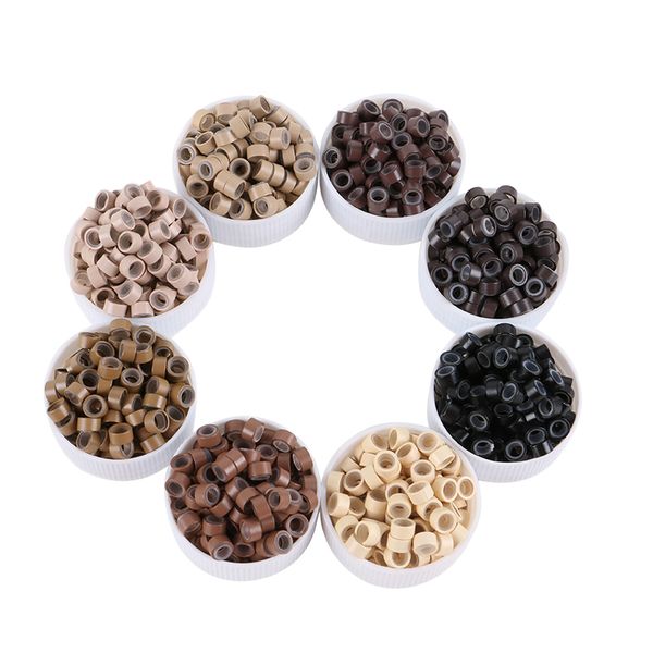 

1000pcs/bottle aluminium micro beads ring with silicone i tip hair extensions tools, Black