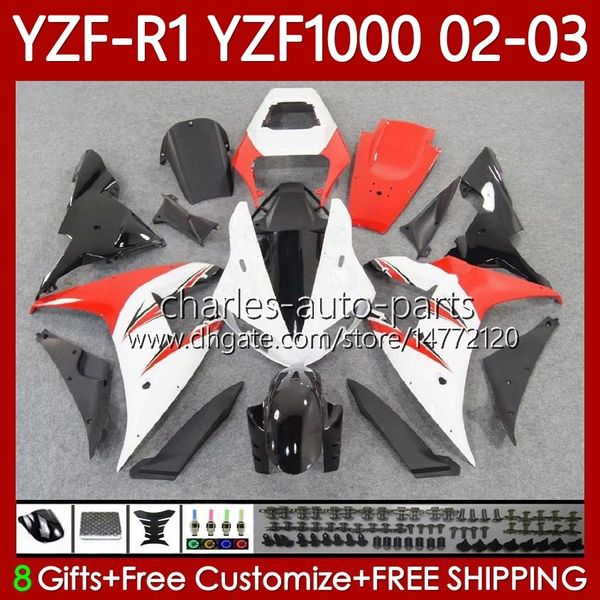 Corpo da motocicleta para Yamaha YZF-R1 YZF-1000 YZF R1 1000 CC 00-03 Bodywork 90NO.45 YZF R1 1000CC YZFR1 02 03 00 01 Branco Red YZF1000 2002 2003 2000 Kit de Fabulações do OEM