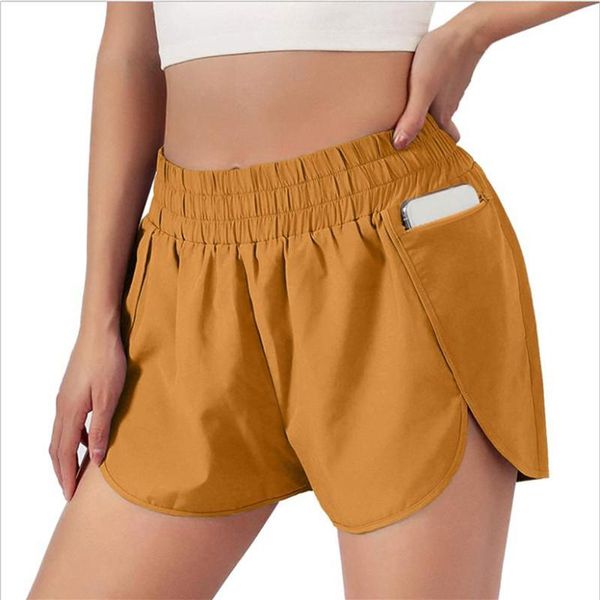 

women's shorts 2021 tummy control yoga for women with phone pockets workout running sports double layer, White;black