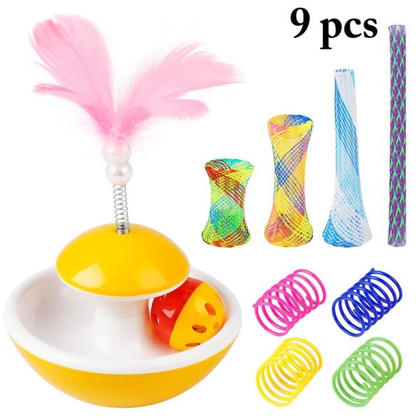 

cat interactive toy funny kitten tumbler spring tube favor ball feather toys