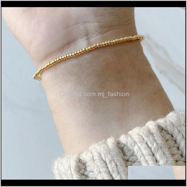 

beaded strands bracelets jewelry2021 simple fashion goldcolor bead elastic bracelet aessories for friends year gift bangle drop delivery 20, Black