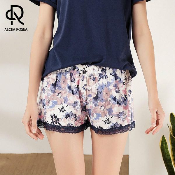 

women's shorts alcea rosea women sleeping sleepwear printed trousers with lace short feminino elastic waist fashion nightwear ar1448, White;black