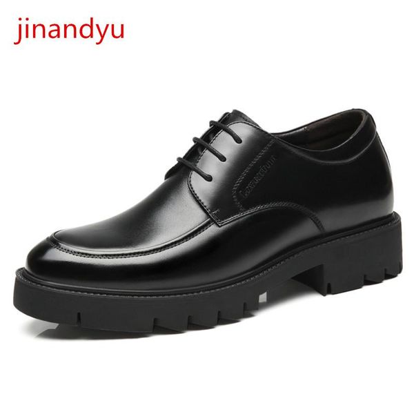 

men heels 8/10cm formal dresses genuine leather shoes for classic casual business oxford mens office shoe dress, Black