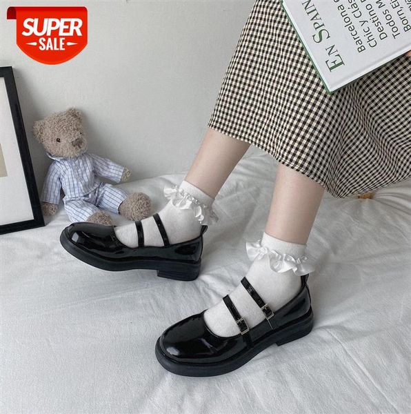 

small leather shoes women japanese casual single double buckle ibuprofen #b38x