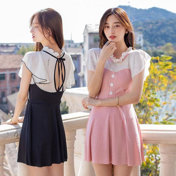 

one-piece suits 2021 korean style one piece swimwear women monokini bathing bodysuit swimsuit beach swimming suit swimskirt
