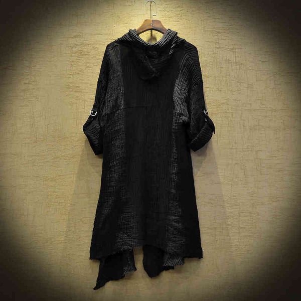 

men's trench coats mysterious dustcoat men long sleeve linen thin hoodie fashion spring autumn black cardigan shirtsrench stygian qxc7, Tan;black