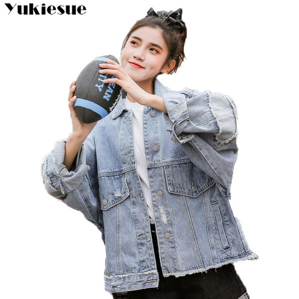 

women basic chic coat denim jacket winter for jeans loose fit casual style 210518, Black;brown