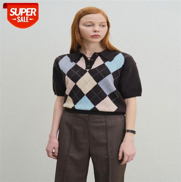 

no. 12] south korea grove lapel diamond knit contrasting color design small heavy brand dalian straight hair #4e2x, Black