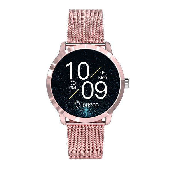 Circle Full Touch Screen Women Smart Watch Steel Watch Band Fashion Watch SmartWatch Sport Activity Tracker для Xiaomi IOS Android Сотовый телефон ES Watch