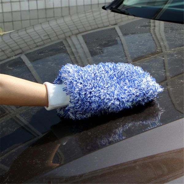 

car sponge wash mino-scratch absorbent long plush microfiber washing glove wet and dry use cleaning clean