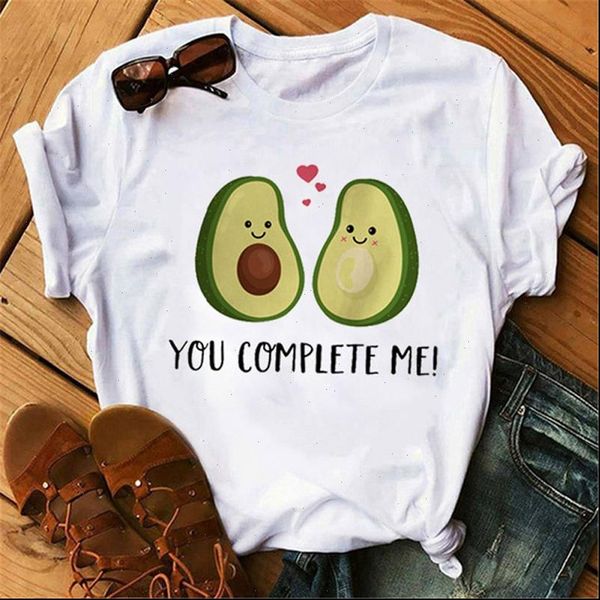 

womens t shirt style avocado vegan women harajuku kawaii graphic streetwear 90s, White
