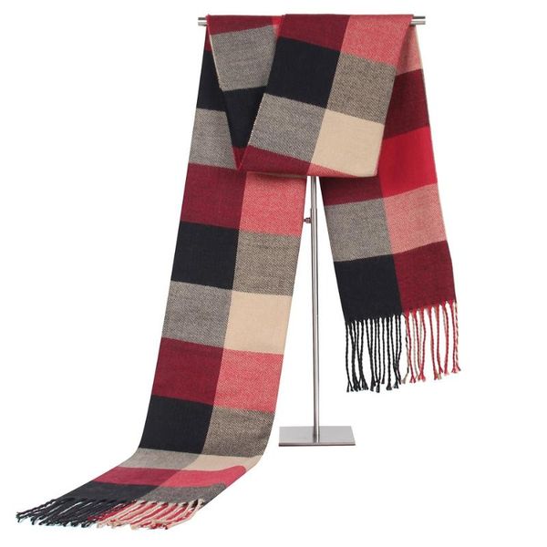

scarves 2021 autumn and winter low-priced color plaid scarf imitation cashmere tassel wild bib unisex, Blue;gray