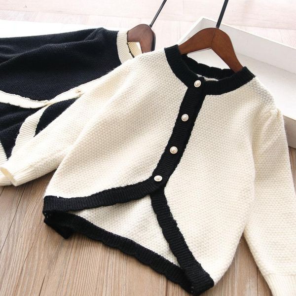 

pullover autumn girls sweater round neck knitted cardigan children's wear, Blue