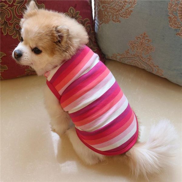 

dog apparel 2 color 4 size summer autumn cute striped pet t-shirt vest fall shirt small clothes costume unisex