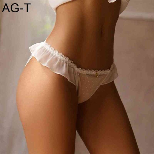 

ruffles women briefs low waist dot print transparent solid color ladies panties fashion soft breathable female underwear, Black;pink