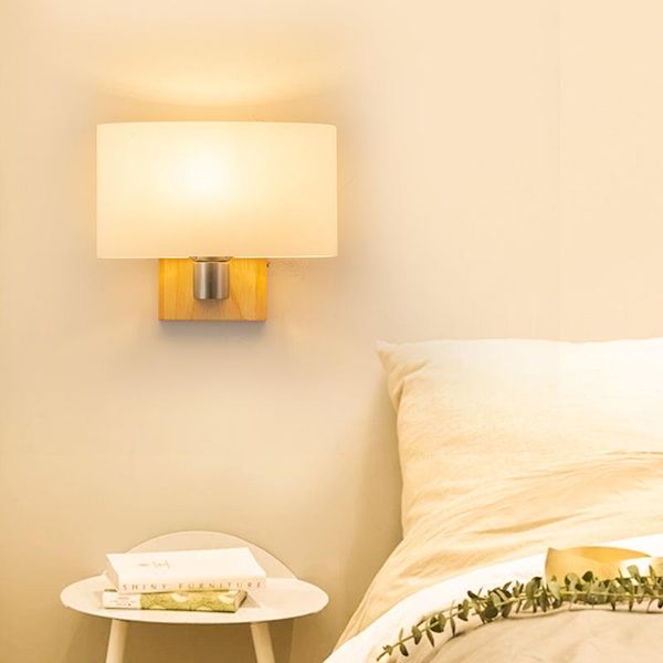 

nordic bedroom bedside wall lamp creative led living room interior wooden art european style el