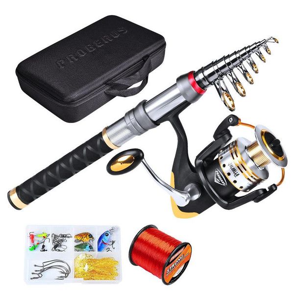 

yancy fishing rod combo sets with rod+spinning reel+500m line+baits+hooks+bag travel pole set full kits reel