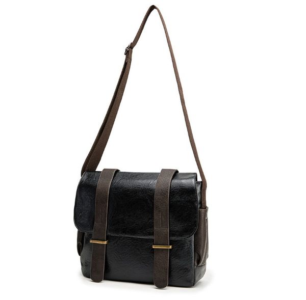 

fashion leather messenger bag mens single crossbodys vintage casual shoulder bags zipper purse male handbags
