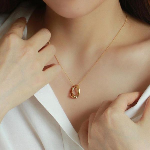 

chains hip hop 925 sterling silver fashion vintage attractive metal circle clavicle necklaces for women girls choker necklace cm095