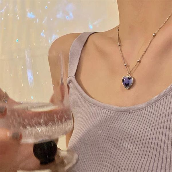 

chokers 2021 sweet retro silver color chain necklace for women love heart butterfly pendant choker necklaces aesthetic jewelry, Golden;silver