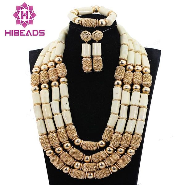 

earrings & necklace african wedding est milk white coral beads jewelry sets bridal women set abh304, Silver