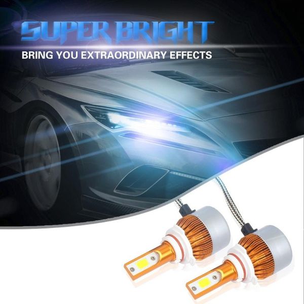 

car headlights c6 universal automobile headlight gold modified lamp kit led conversion cob bulbs lamps 6500k white light