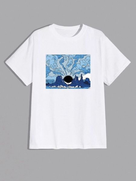 

romwe guys sun & mountain graphic tee 14gf#, White;black