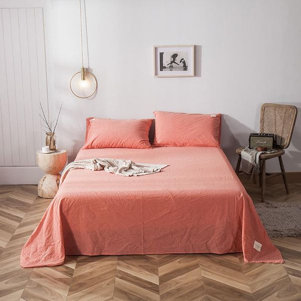 

sheets & sets bedding sheet home textile solid color modern simple flat bed pure cotton soft skin-friendly all sizes king queen