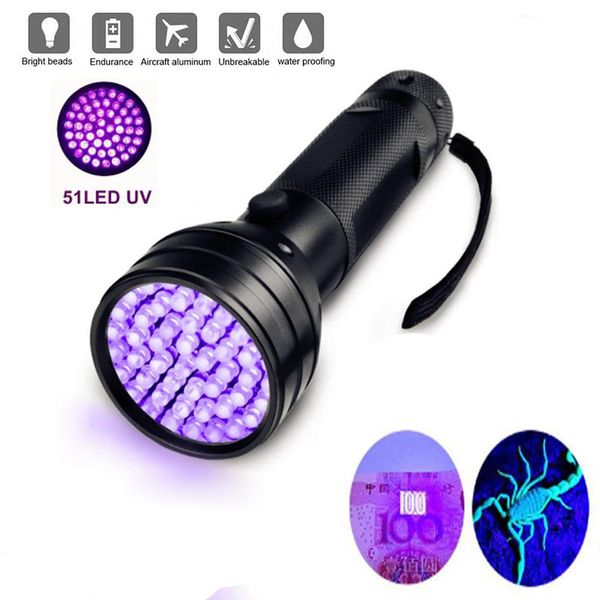 

uv led flashlight 51 leds 395nm ultra violet torch light lamp blacklight detector for dog urine pet stains and bed bug