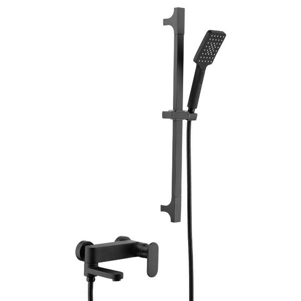 

contemporary bathroom shower set and cold black wall-mounted bathtub faucet with handheld spray torneira sets