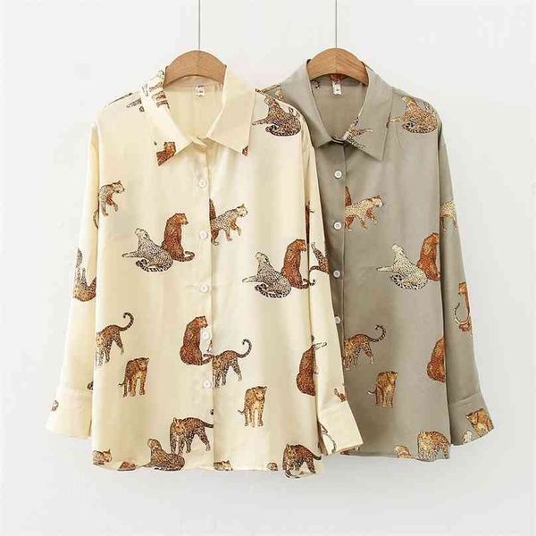 

fashion women blouses leopard printing shirts spring autumn long sleeve blouse blusas mujer 210719, White