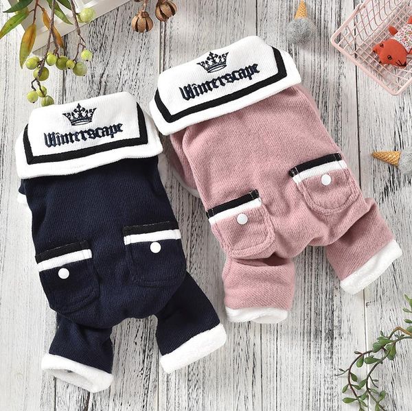 

dog apparel clothes for autumn and winter navy style four-legged leisure sports small puppies fighting