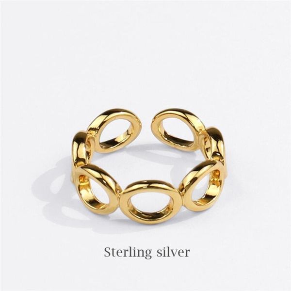 

cluster rings sole memory circle creative simple geometric 925 sterling silver female resizable opening sri834, Golden;silver