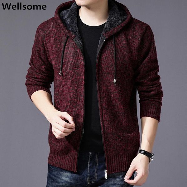 

men's sweaters 2021 sweater coat men winter fleece sweate knitwear cardigan plus size knitted male jumper warm 7871, White;black