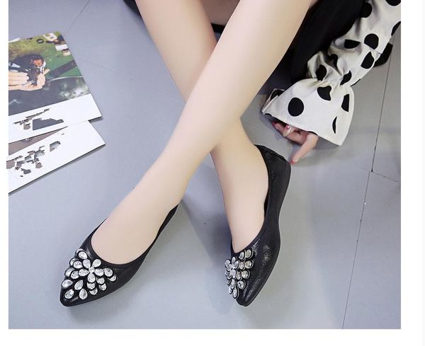 

women's shoes spring and autumn flat bottom pointed end @4040, Black