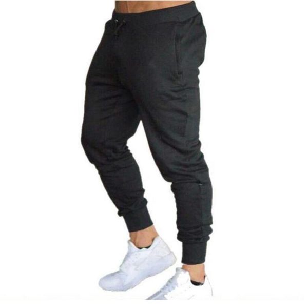 

men's pants 2021 brand men fitness casual elastic bodybuilding clothing sweatpants joggers, Black