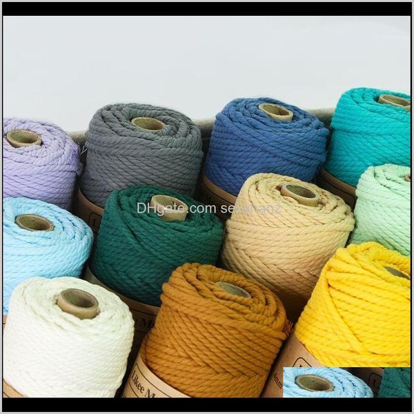 Filato 100 Cotone 4 Mm Corda Corda Colorata Beige Rame Intrecciato Corda Fai Da Te Tessili Per La Casa Matrimonio Decorativo Arazzo Arte 55Yardds1 Lbdiz N4Okr