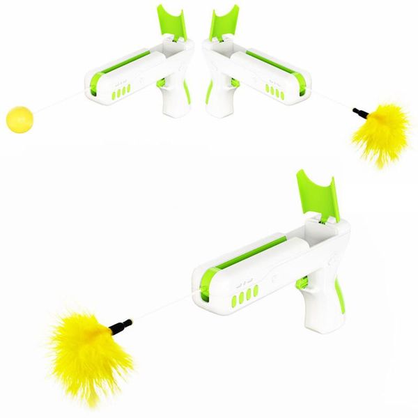 

interactive training fun cat gun toy kitten modeling retractable feather stick funny toys pet ball cats supplies