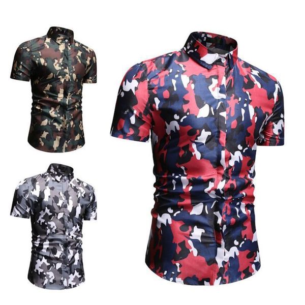

men's shirt men's floral short sleeve shirt loose top, White;black