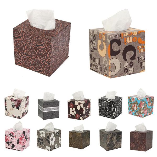 

tissue boxes & napkins square leather home room car el box cover paper napkin holder case