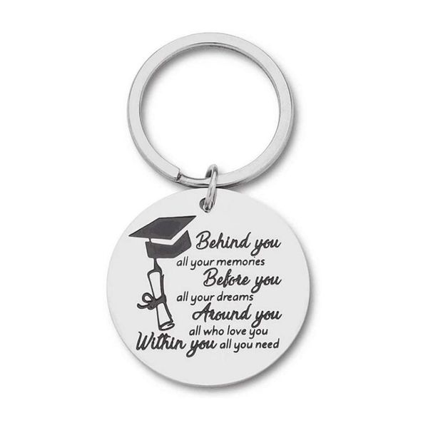 

graduation keychain gift for him her women men gift for friend keyring behind you all memories before you all your dream pendantdio chan con, Slivery;golden