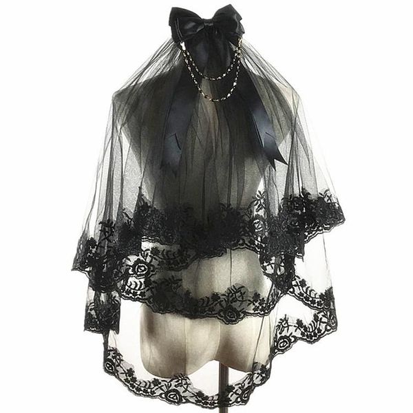 

bridal veils arrive two-layer black veil short wedding with comb bow party
