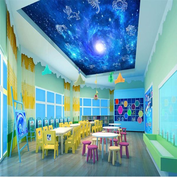 

wallpapers 3d ceiling murals custom starry sky po wallpaper for kids' room backdrop walls papers twelve constellations living mural