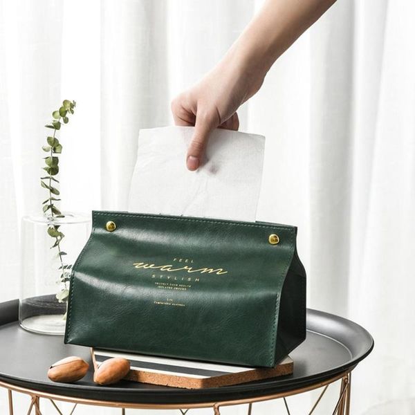 

tissue boxes & napkins style creative pu leather box holder container case home car napkin paper towel pouch decor